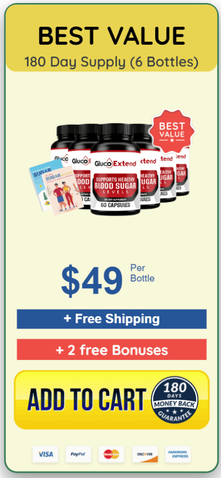 6 Bottles of Gluco Extend – Best Value Bundle & Discounted Price | Advanced Blood Sugar Support Supplement